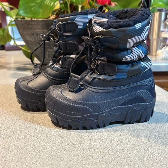 Members Mark sz 7/8 Winter Insulated Boots Navy with Blue/Gray Design Uppers - Picture 4 of 7